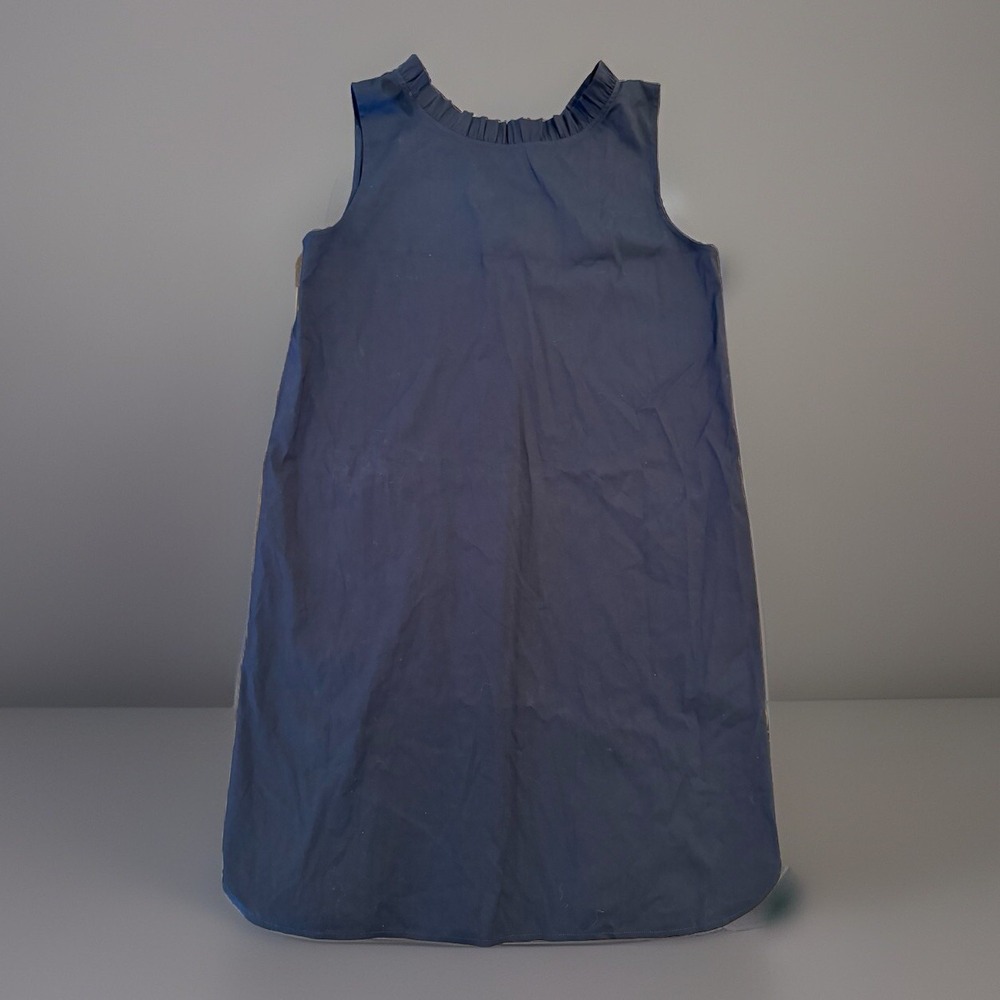 Lafayette 148 Dress M Yvette Shift Reversible Ink Dark Navy Sleeveless Ruffle
